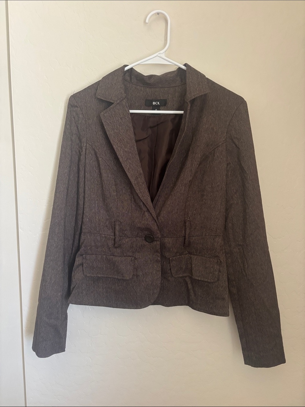 BCX Women's Chocolate Brown Single-Button Blazer